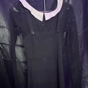 Long sleeve partial mesh dress